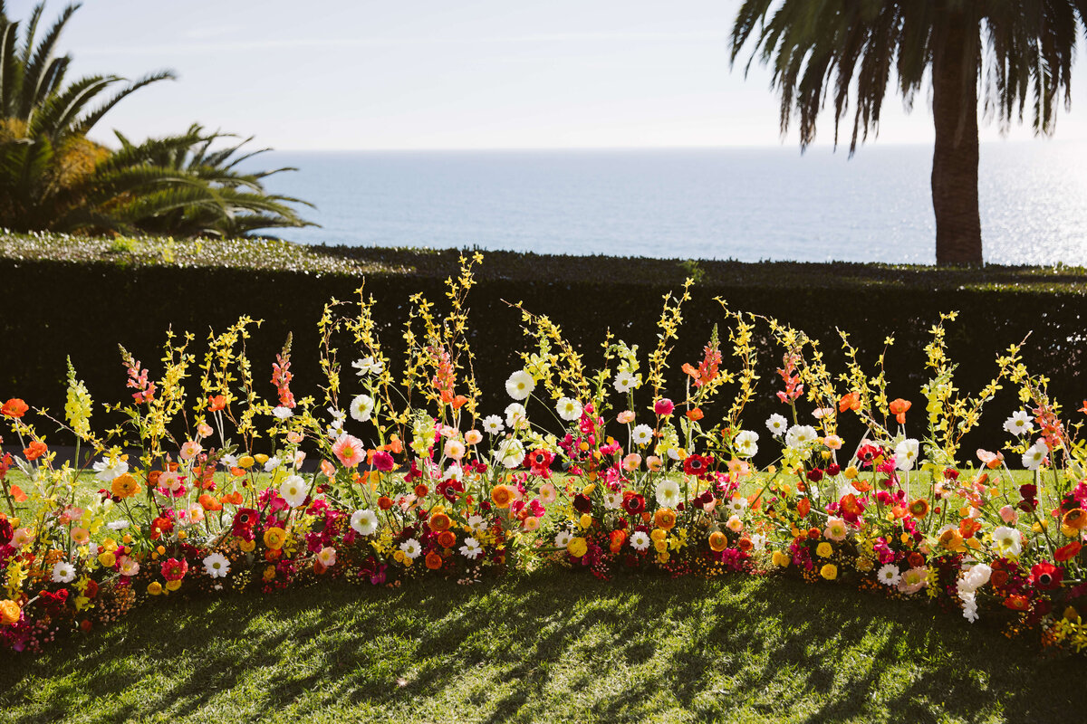 Bold colorful flowers for a Bel Air Bay Club wedding, by Julian Leaver Events