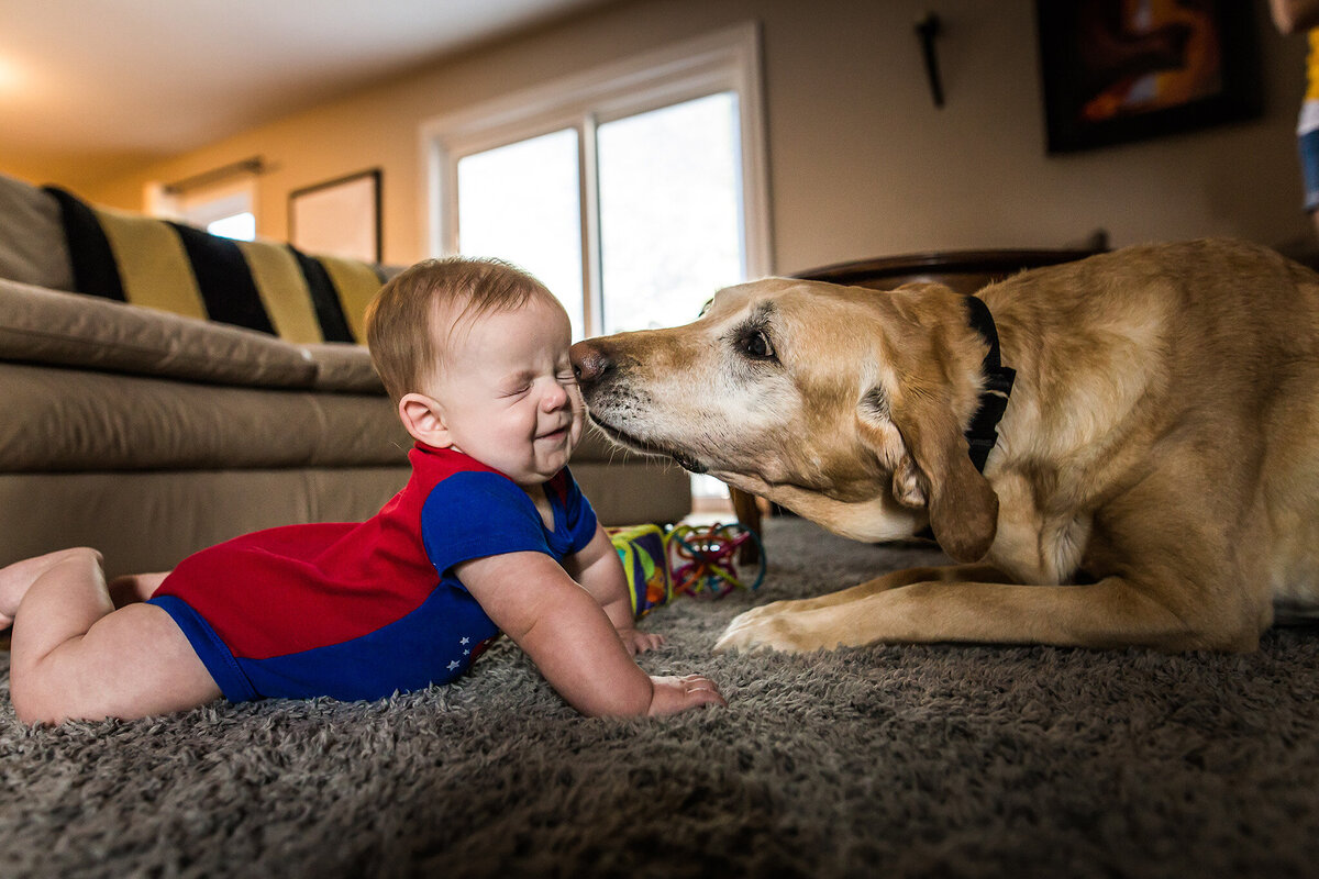 puppy kisses for baby