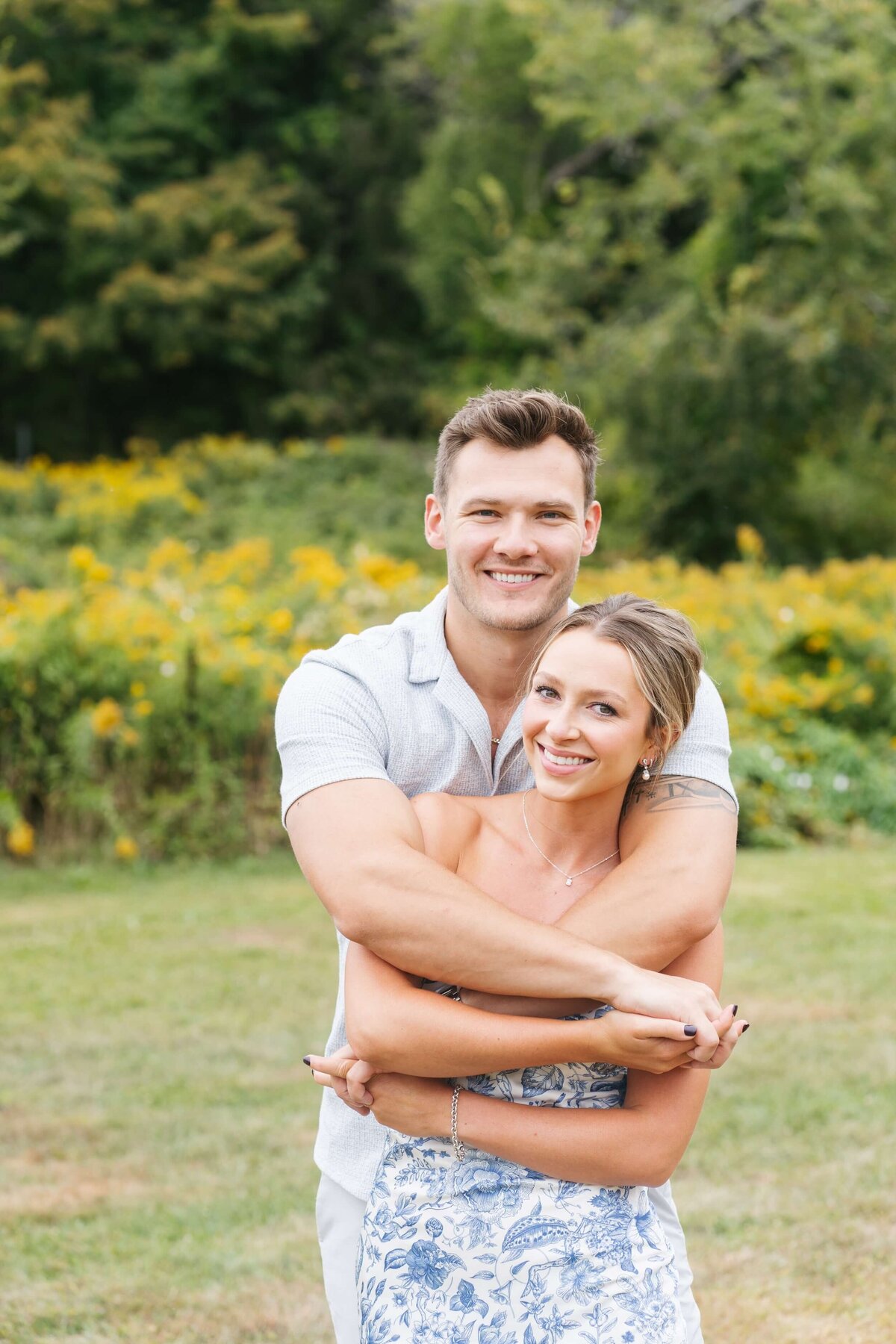 couple getting engagement photos done in sturbridge, MA