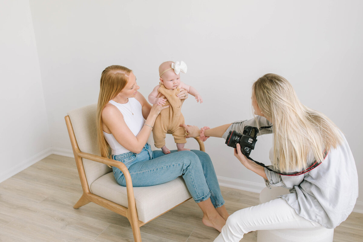 Photographer shooting baby in Norhtern Virginia Photography Studio