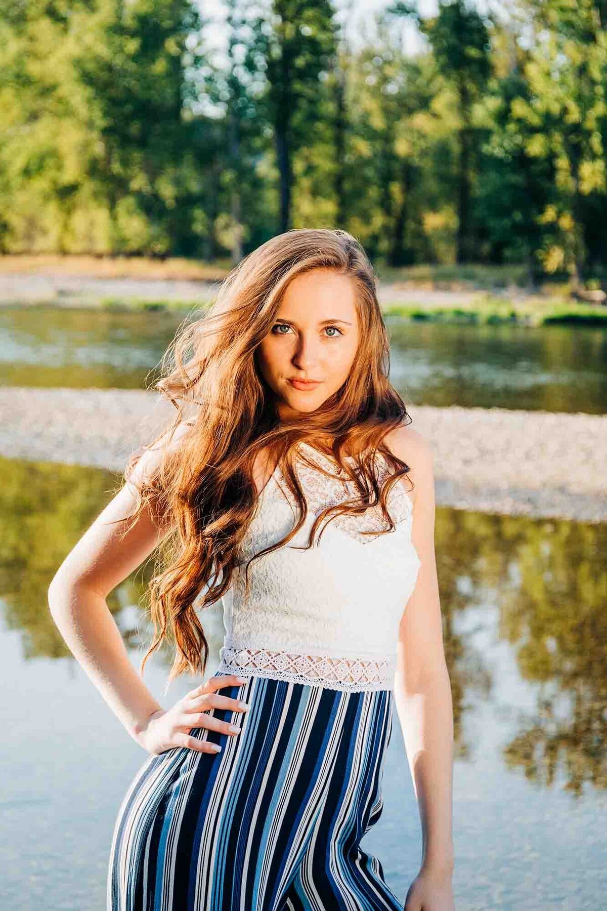 Senior photo of beautiful Missoula girl at Maclay Flat, Missoula