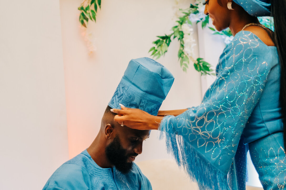 Tolu and Francis Oruka Events Wedding and event planners Toronto canada planner African Nigerian Ghana fusion  asoebi bella baby blue aso oke kente gele91