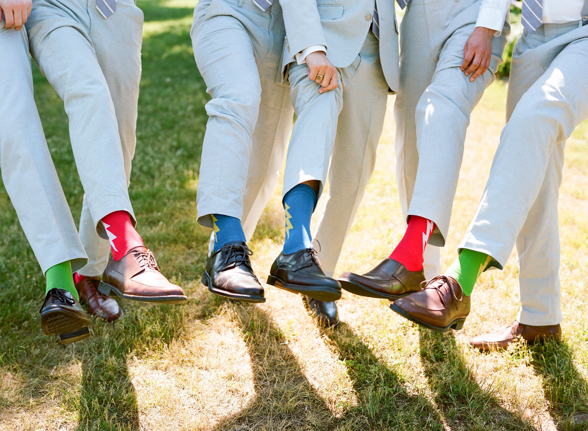 Bourne Farm Wedding groomsmen sock detail