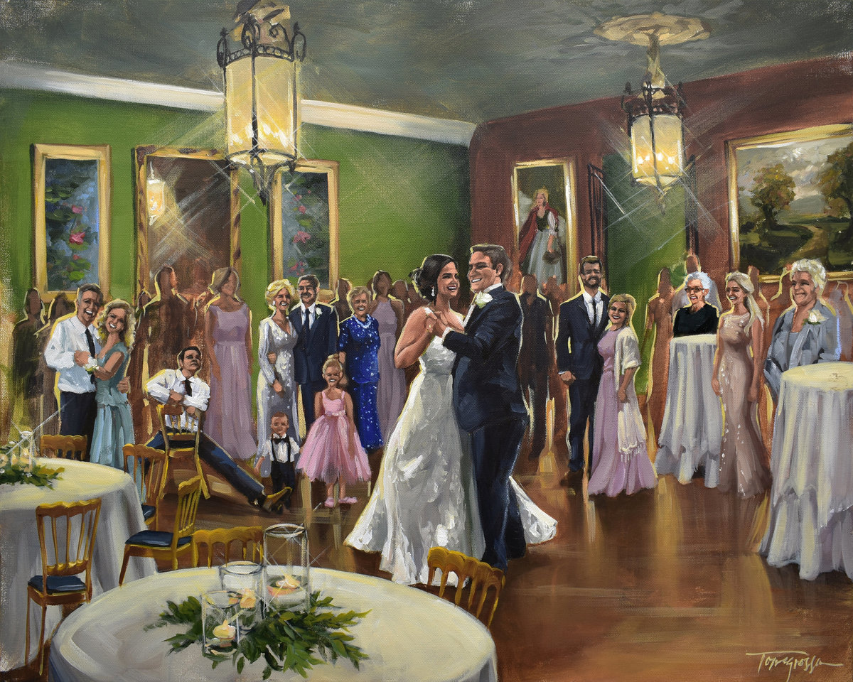 Live Wedding Painting Couple Dancing at Houmas House Wedding