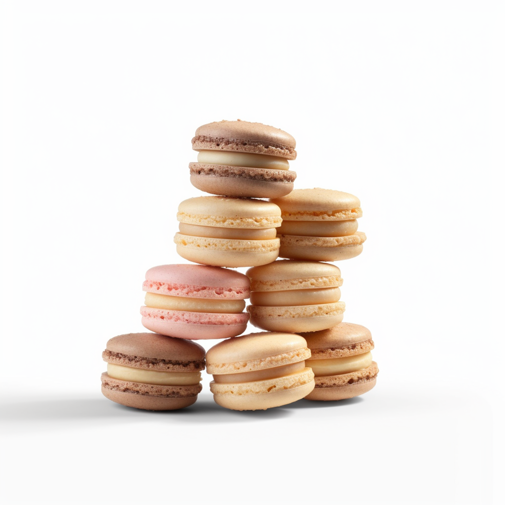 ygioots_photo_realistic_single_stack_of_french_macaroons_in_bei_e42205fb-64e5-4a5b-be3f-5aca049c182e