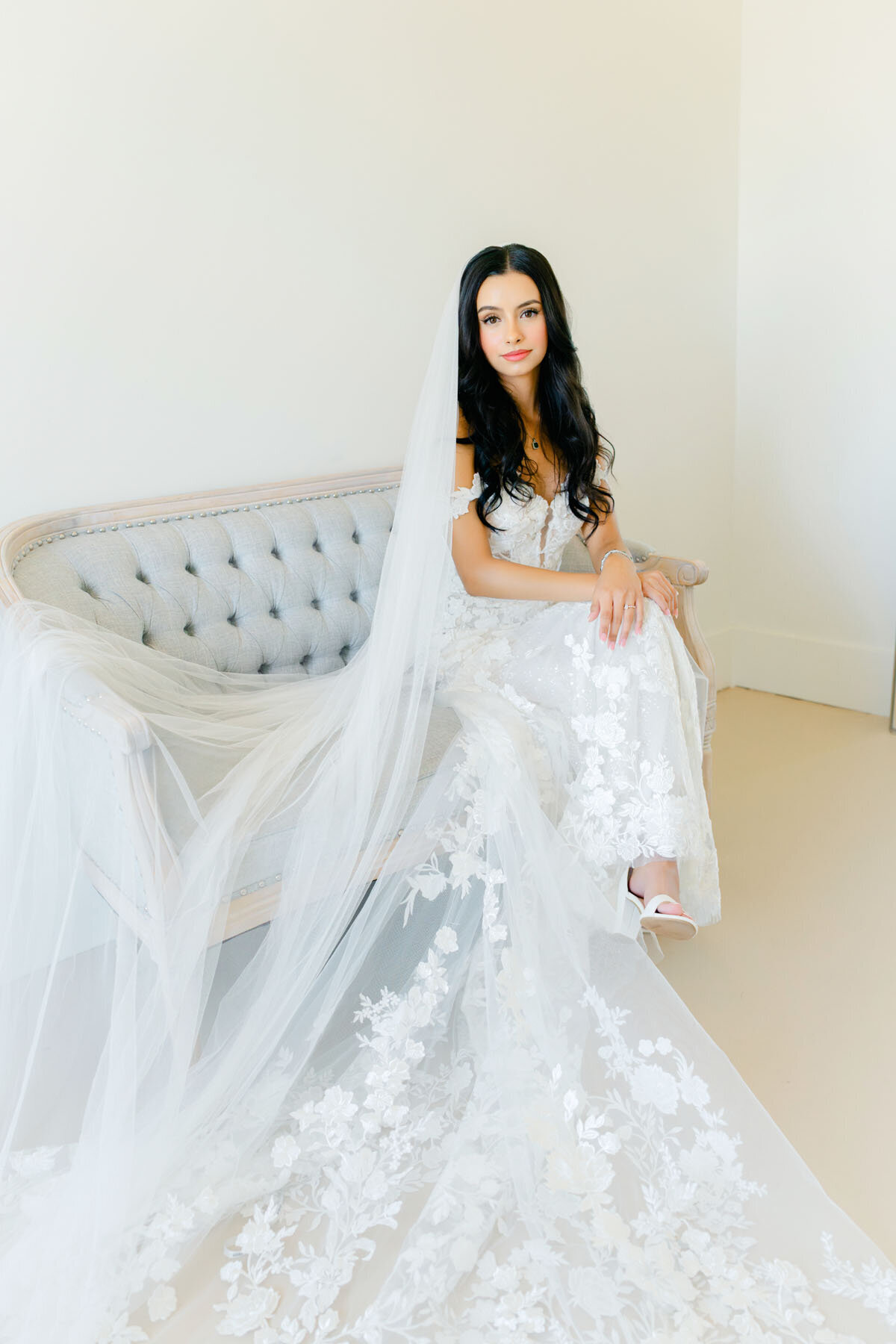 Bride solo portrait at Desert view center in Phoenix, Arizona.