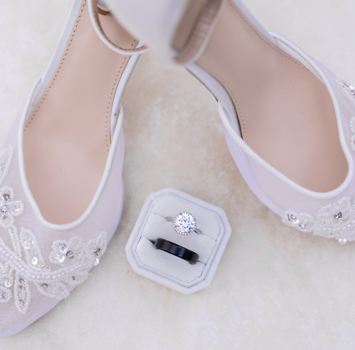 bridal shoes and wedding ring details by Tampa Wedding photographer Amanda Richardson Photography