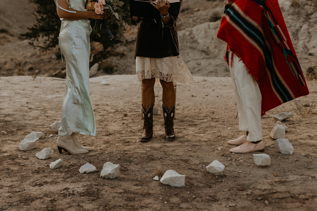 elopement ceremony among beautiful colorful rocks in New Mexico