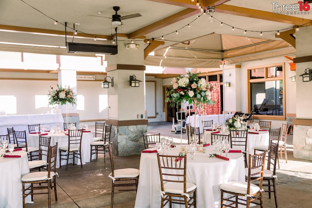 A Coto de Caza Golf & Racquet Club wedding reception room setup