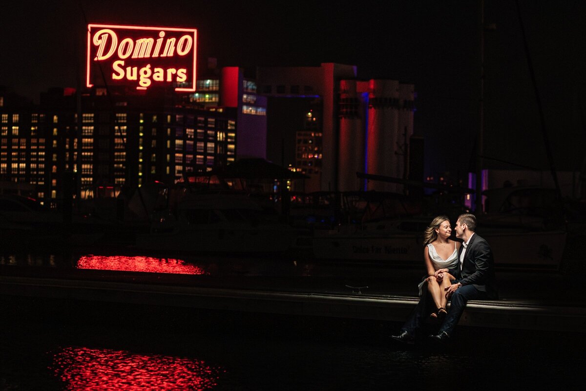 Baltimore-engagement-photo-with-domino-sugars-sign