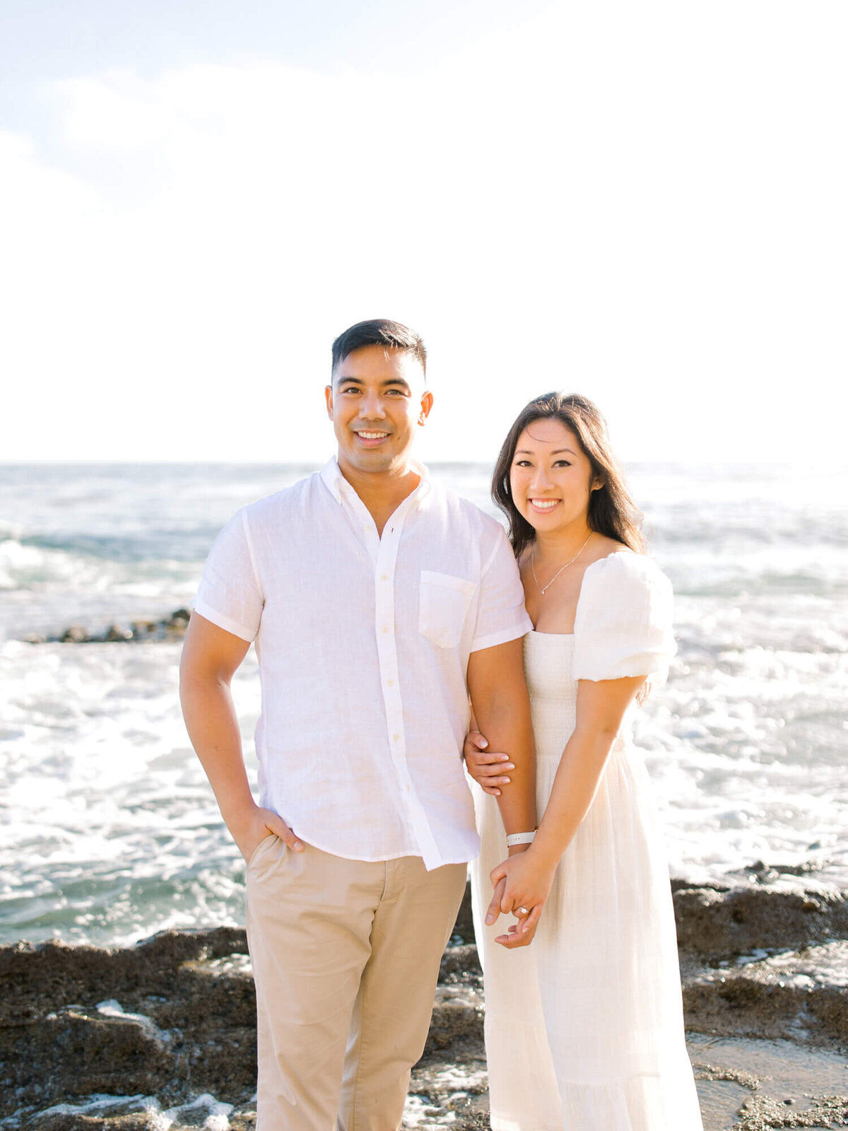 light and bright beach engagement photo