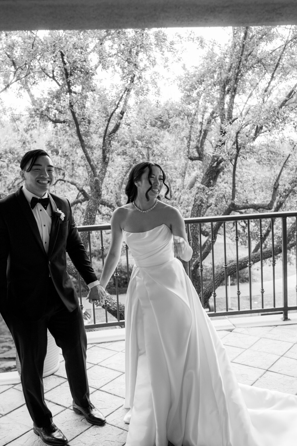 A photo of the couple during their first look at the Hotel Zaza