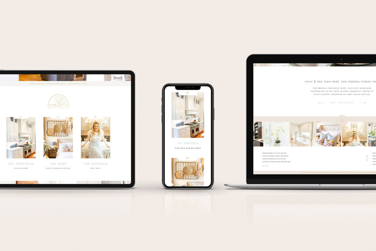 a screenshot of an elevated website design for an interior designer