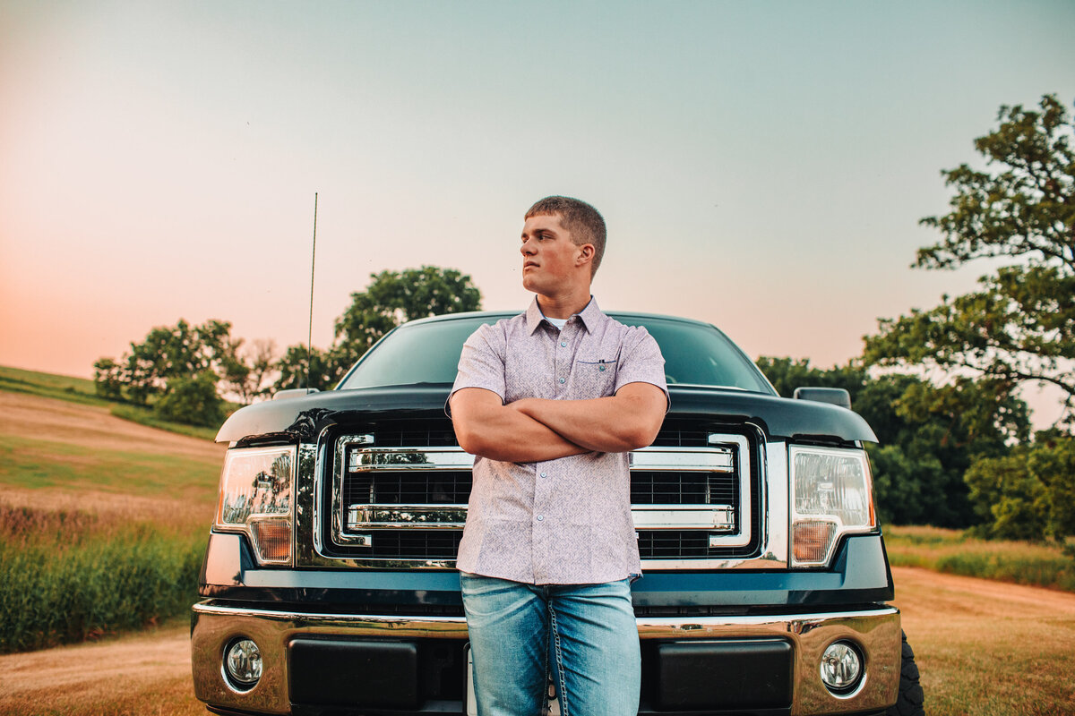 This Darlington high school senior is enjoying his senior photography experience with his truck