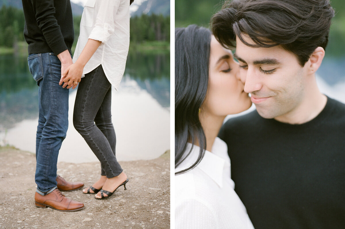 Fine Art Engagement Photography in Seattle - Mountain View Engagement - Gold Creek Pond - Film -1