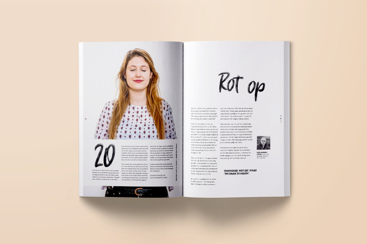 Jubileum magazine Get Out! ontwikkelt de Remonstranten. Begeleiding, productie, redactie en ontwerp magazine door Bladkamer.