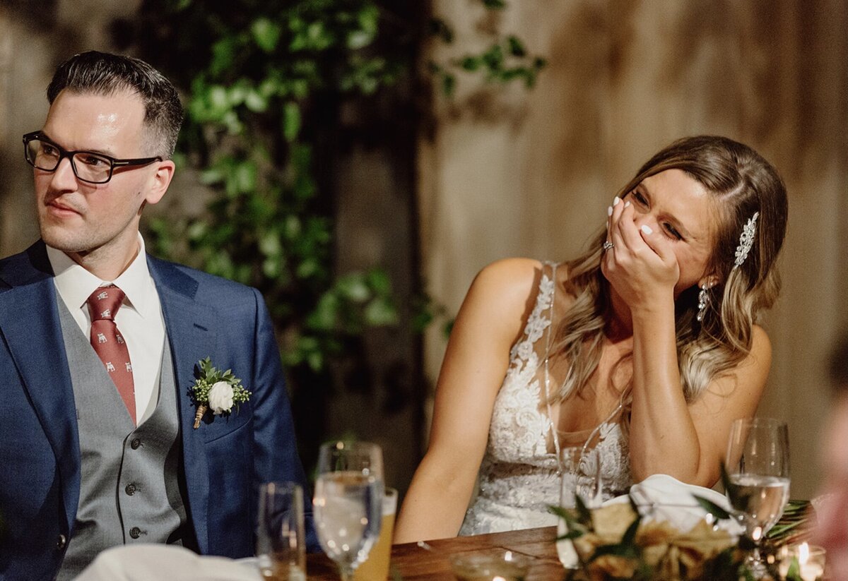Bride laughing