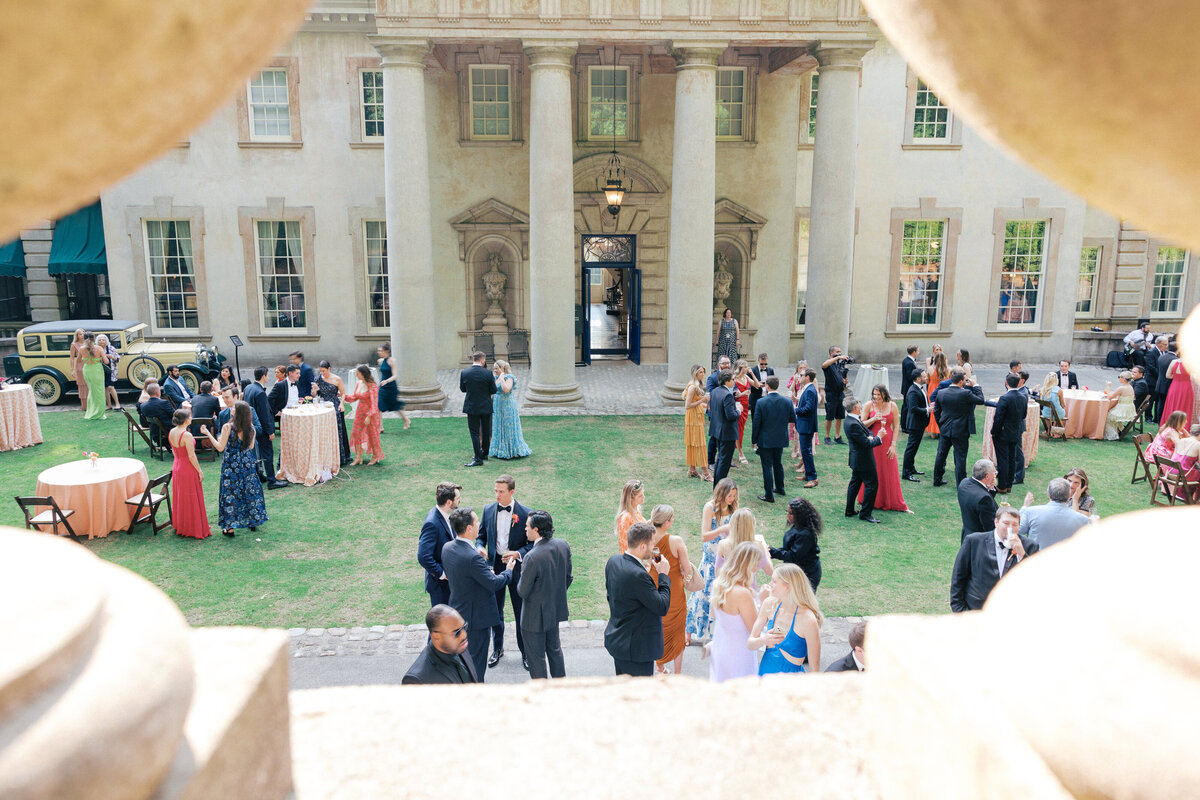 Guests mingle outside on the lawn of the Atlanta History Center in Georgia