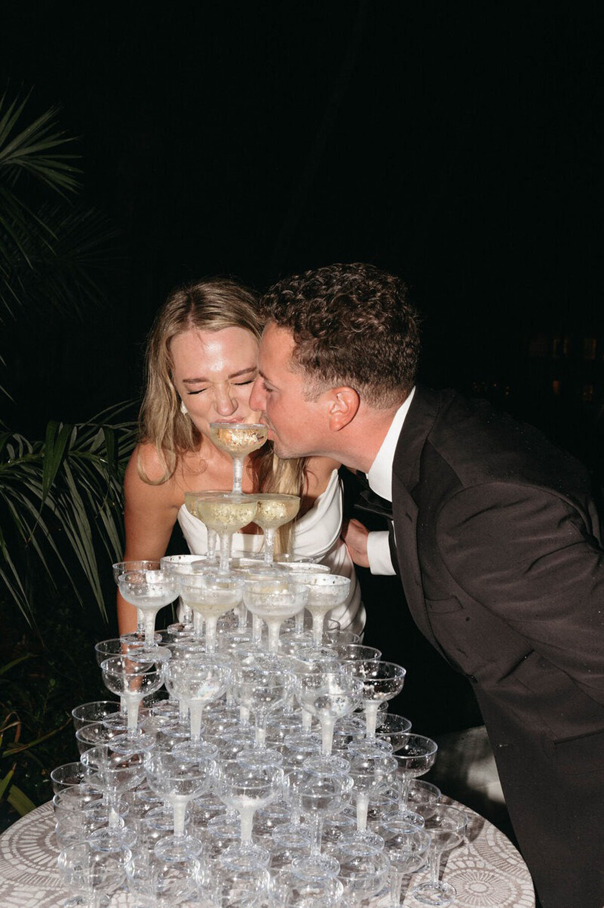 orlando wedding photography of champagne tower by Marissa Nicole