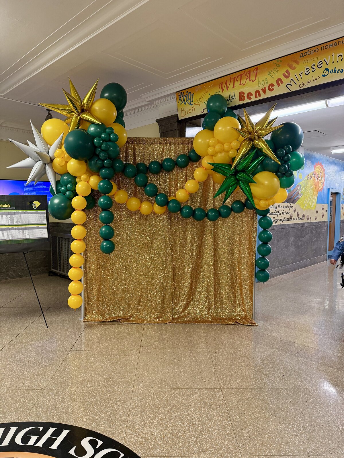 shimmer wall with balloons