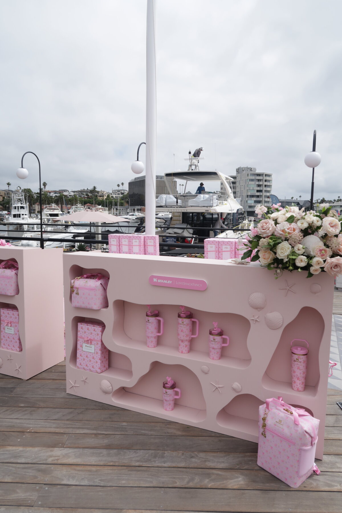 LoveShackFancy waterfront installation by The Works Collective | experiential event design in Newport Beach, California.
