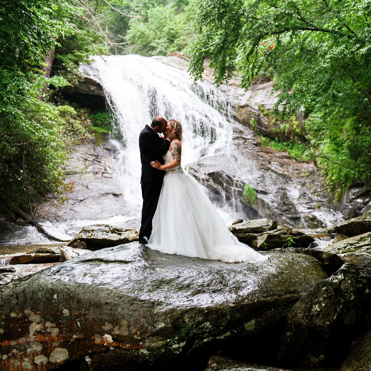 Bride and Groom with Waterfall in Ellensburg WA