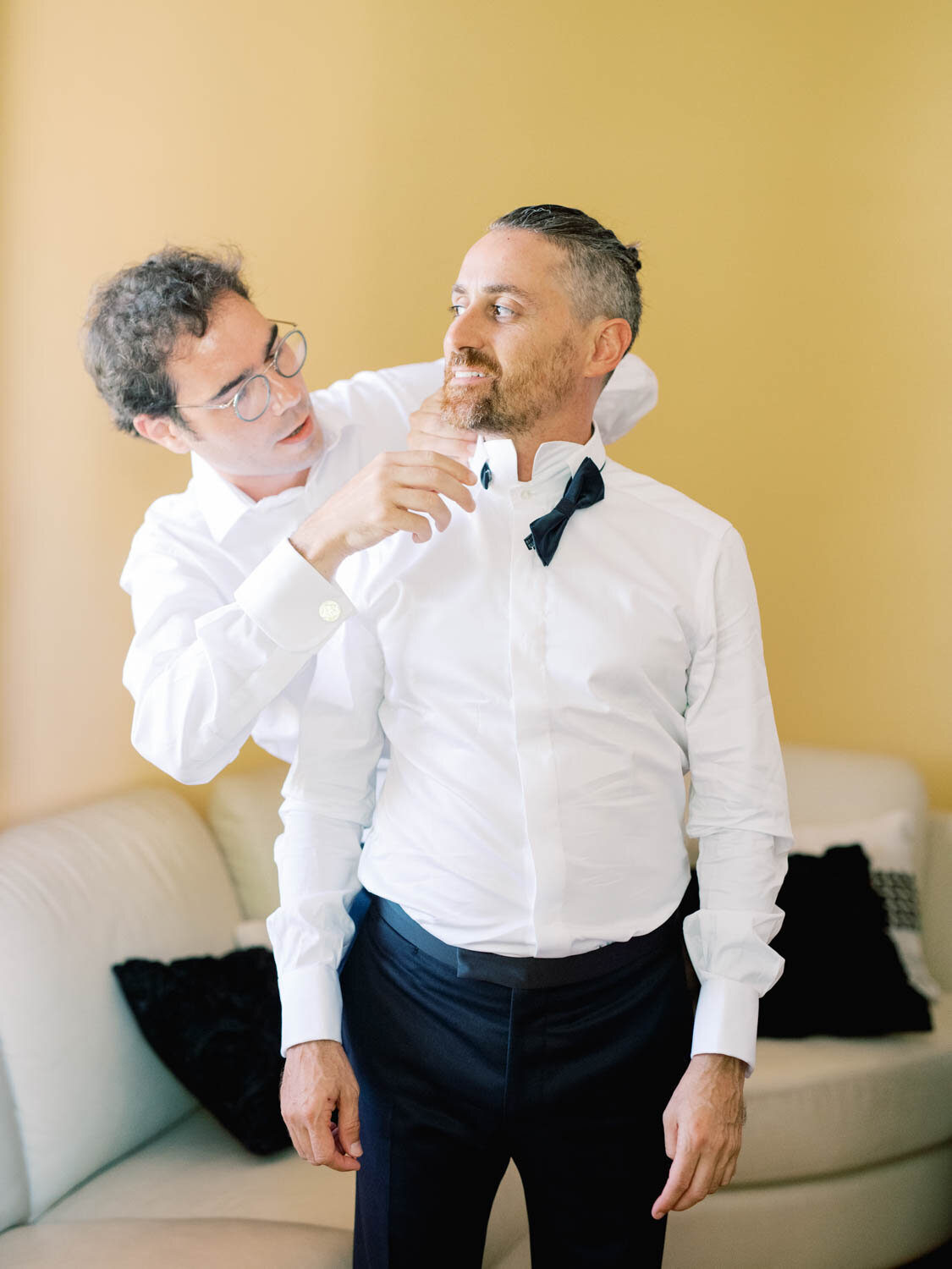 Groom getting ready