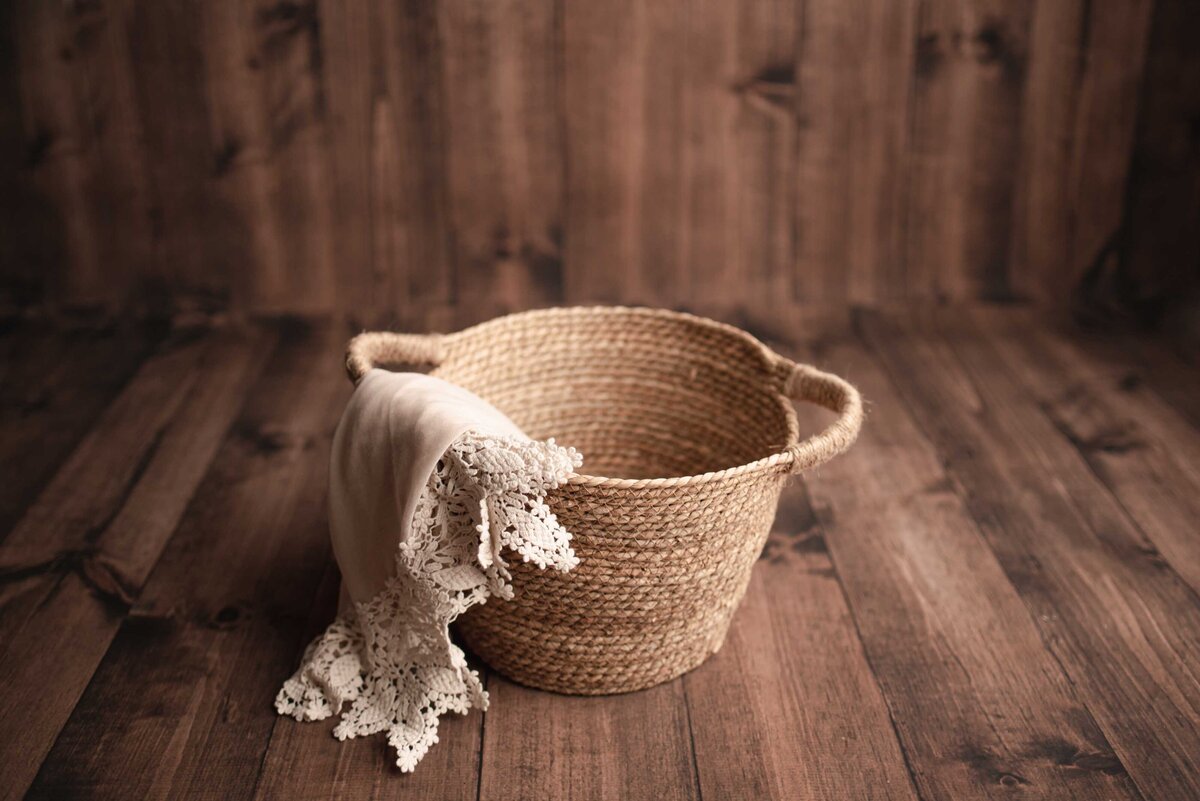 Twine Basket With Vintage Lace