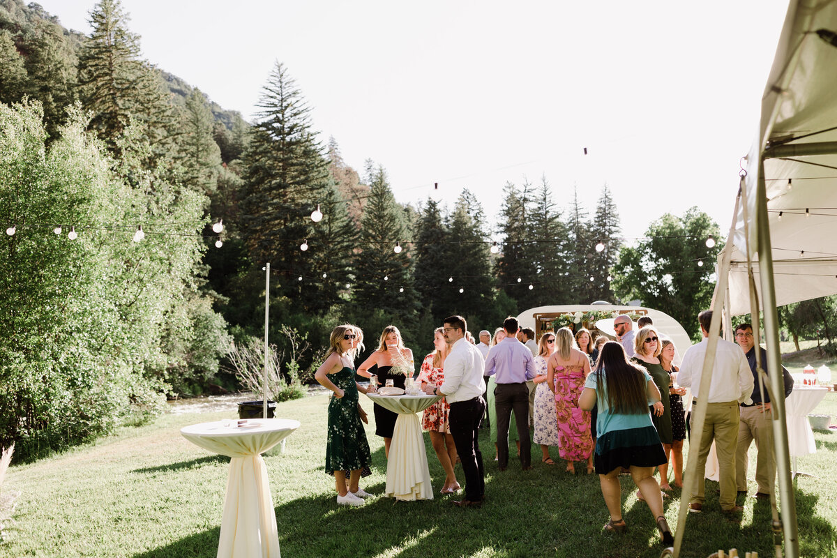 Guests at wedding reception at Dallenbach Ranch Colorado