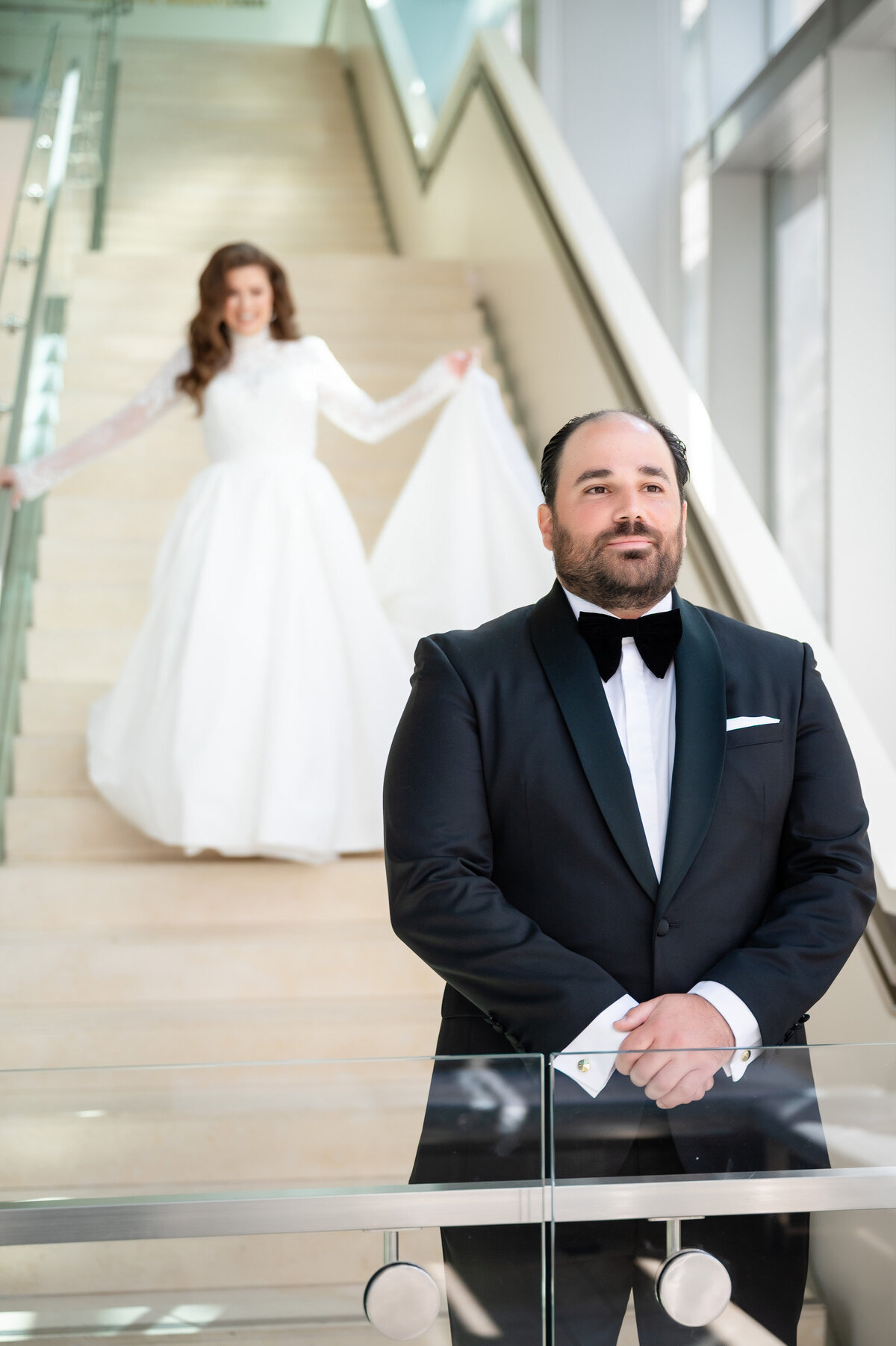 groom first look with bride at fairmont hotel pittsburgh