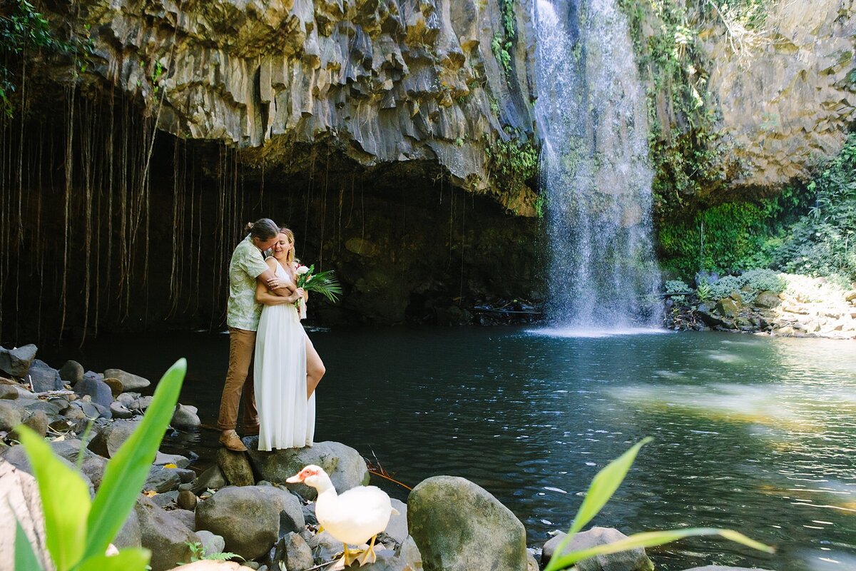 Hawaii waterfall elopement