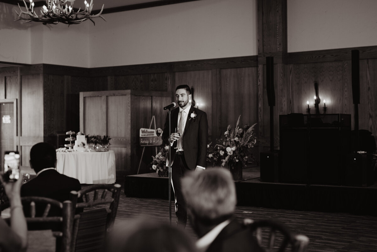 Photographers Jackson Hole capture groom giving speech
