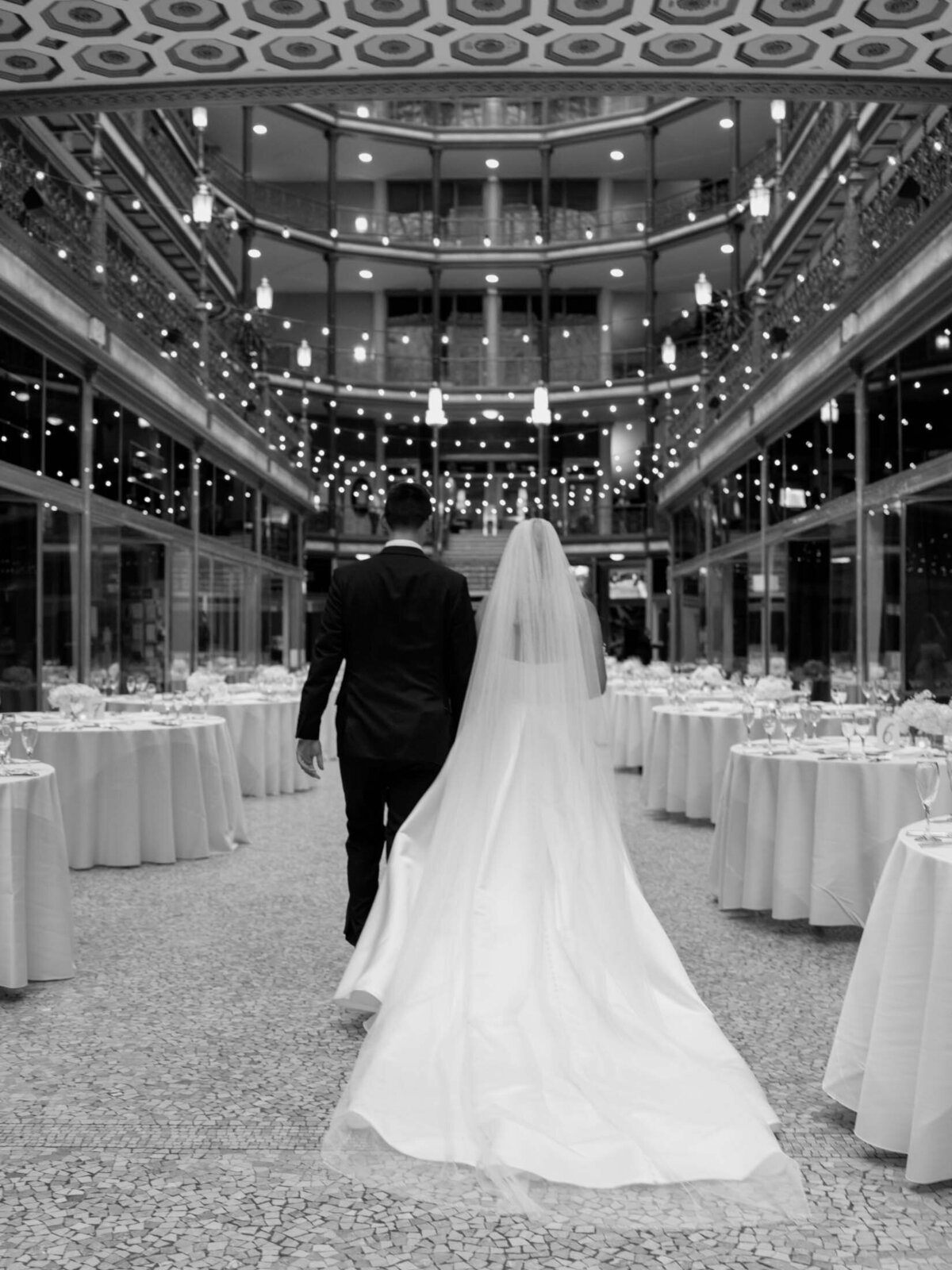 Wedding ceremony under glass ceiling at The Arcade Cleveland