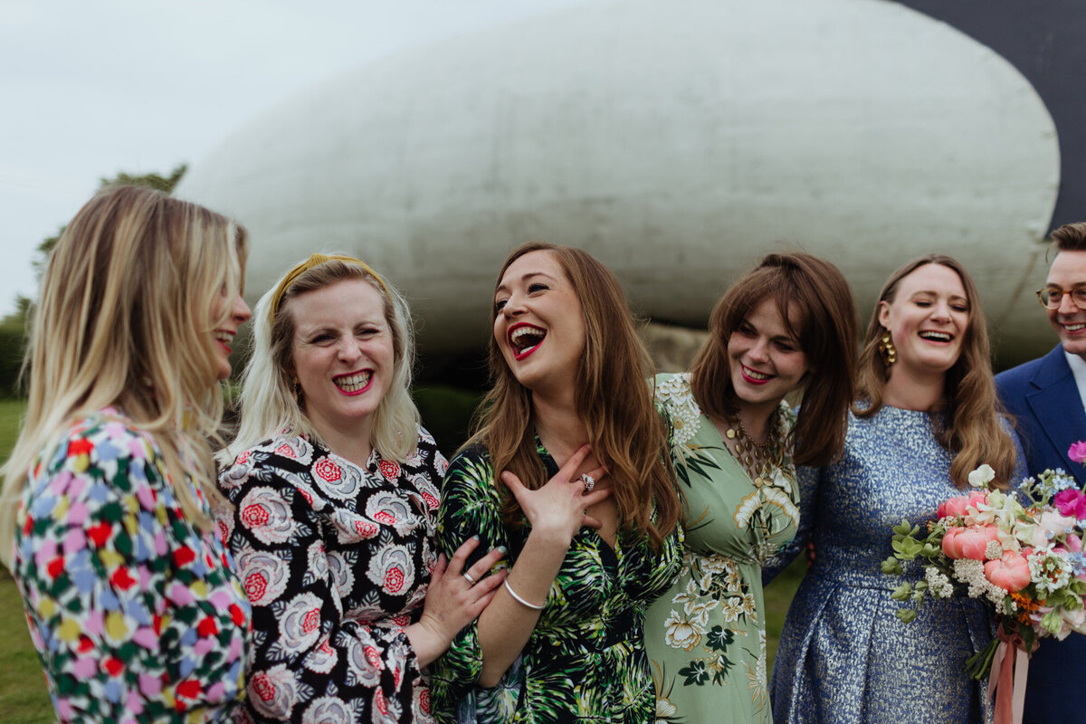 group shot of bridal party at hauser and wirth
