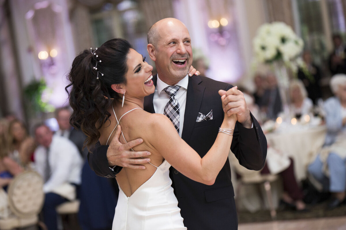Ashford Estate | Bride dancing with father during wedding reception in ballroom | Allentown, New Jersey