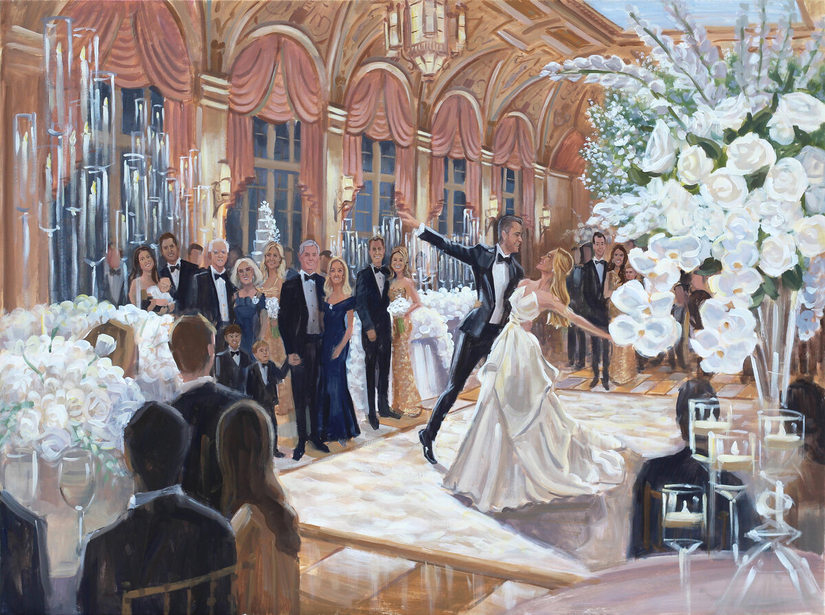Live Wedding Paintings by Ben Keys | Karissa and John, Palm Beach, Florida, The Breakers, hi res