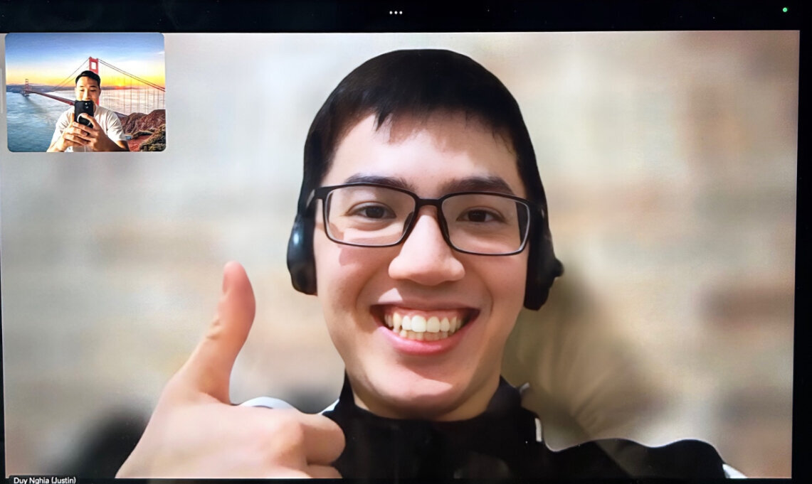 Photos of Japan Blend student and Yasushi during their Zoom learning sessions