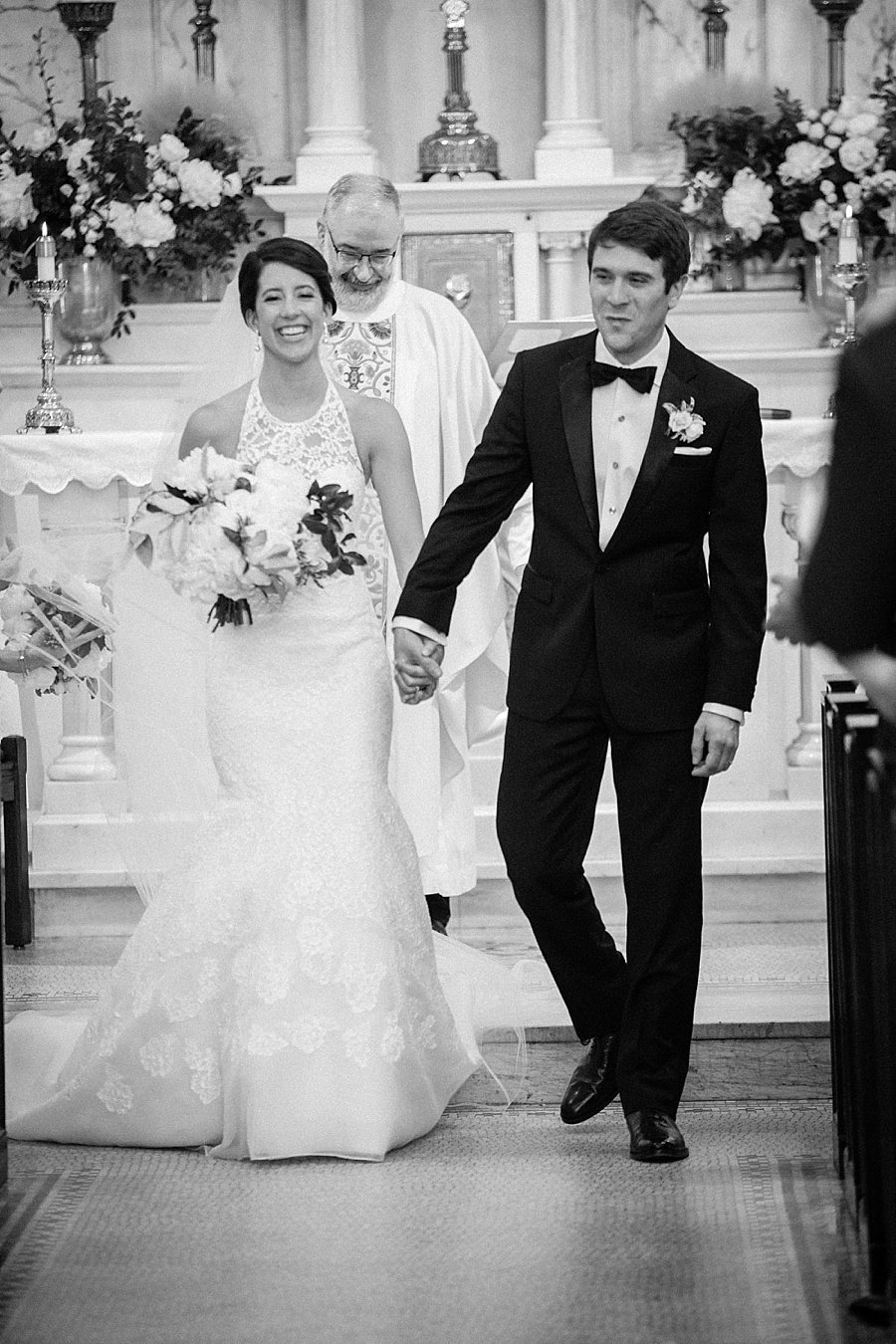 Just Married photo at Catholic Wedding Ceremony at Holy Rosary © Bonnie Sen Photography