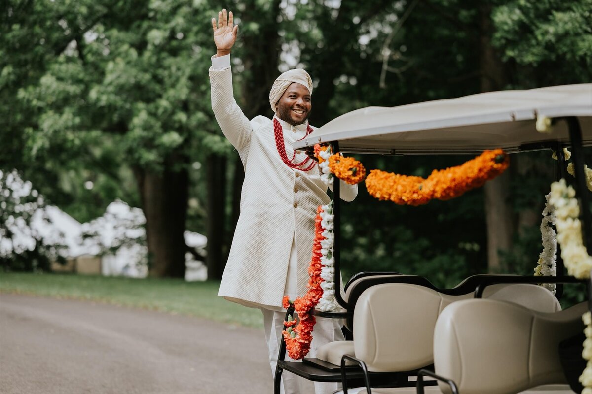 Bride and Groom at Indian Fusion Wedding at Ankony Carriage House with view of the Hudson River with Hudson Valley Wedding Planner Canvas Weddings