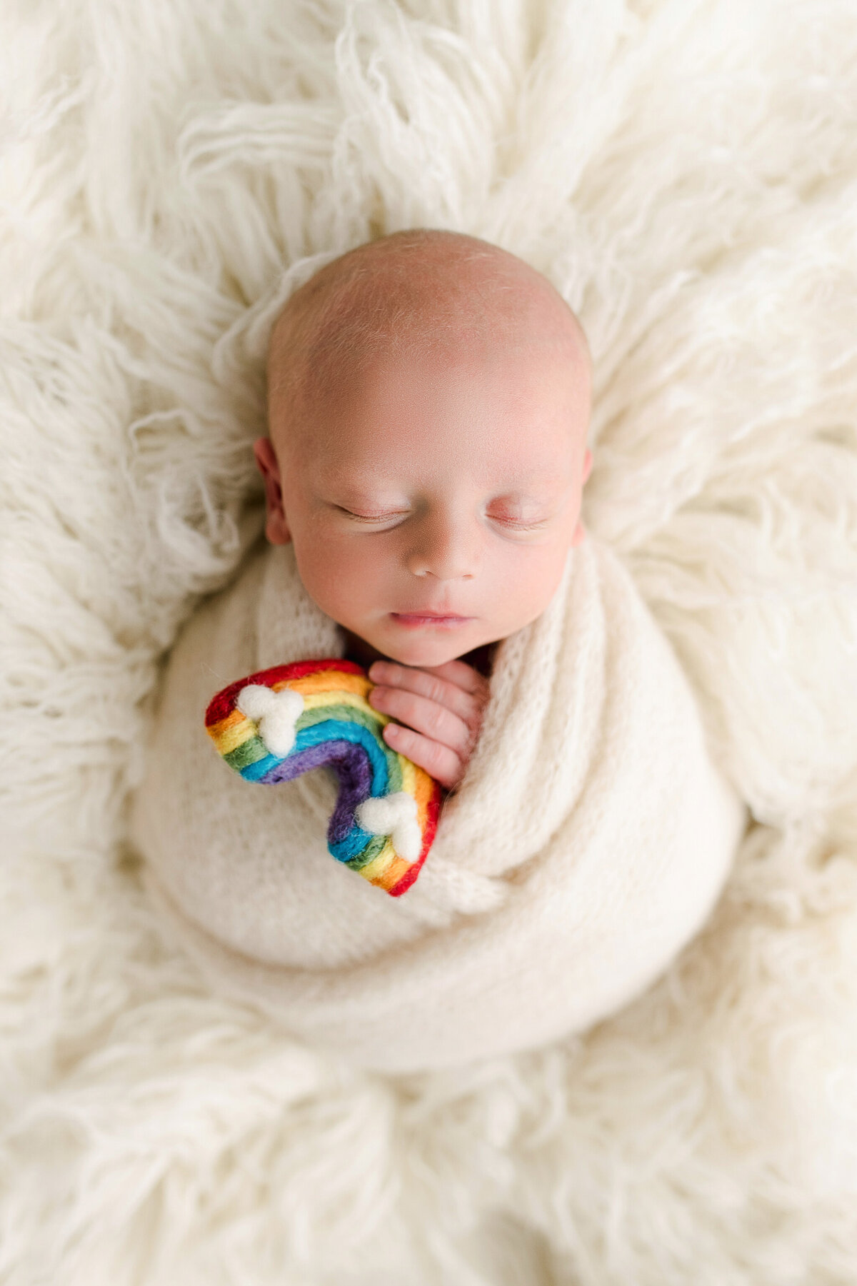 rainbow baby photo newborn birmingham alabama lane weichman photography swaddled baby