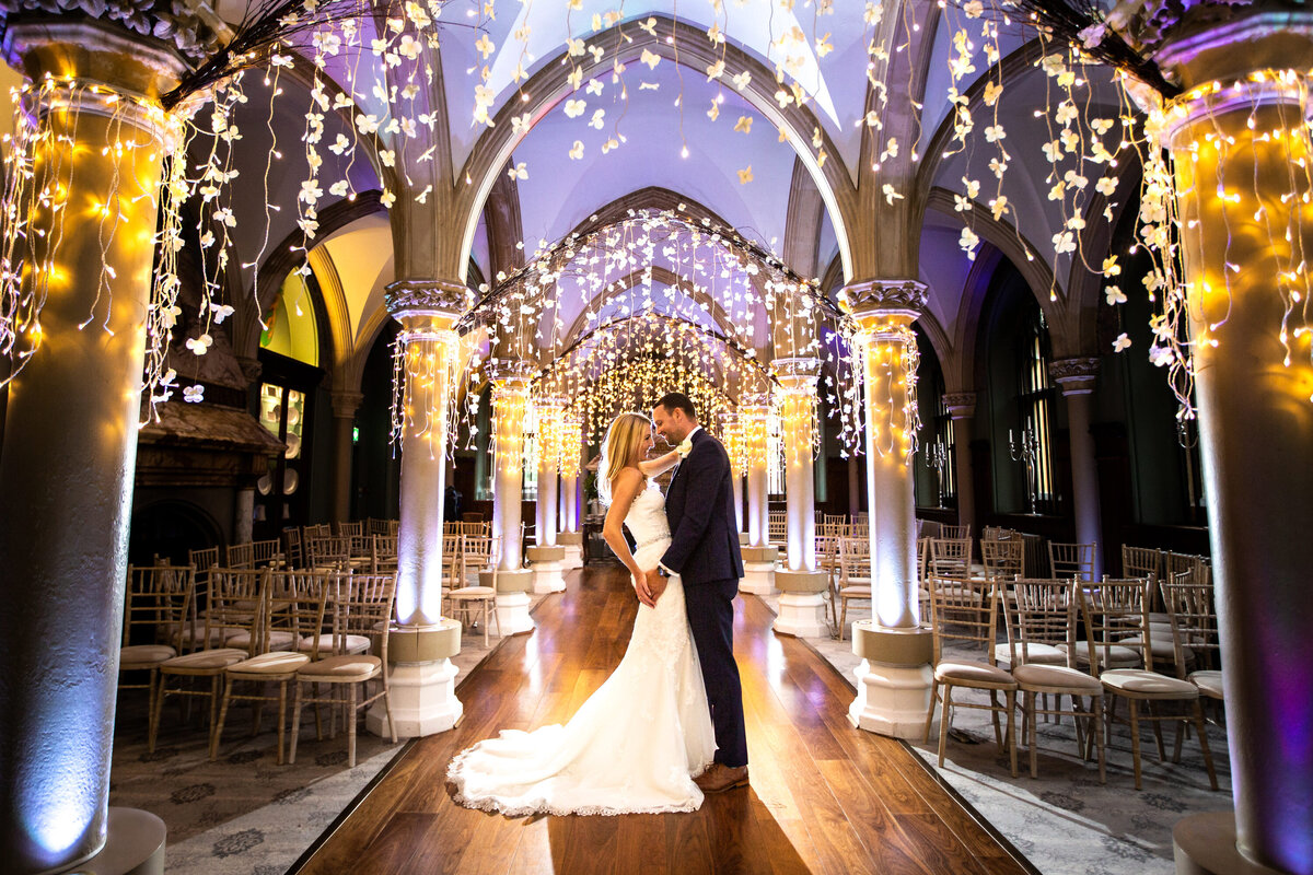 Dramatic and luxe night wedding ceremony
