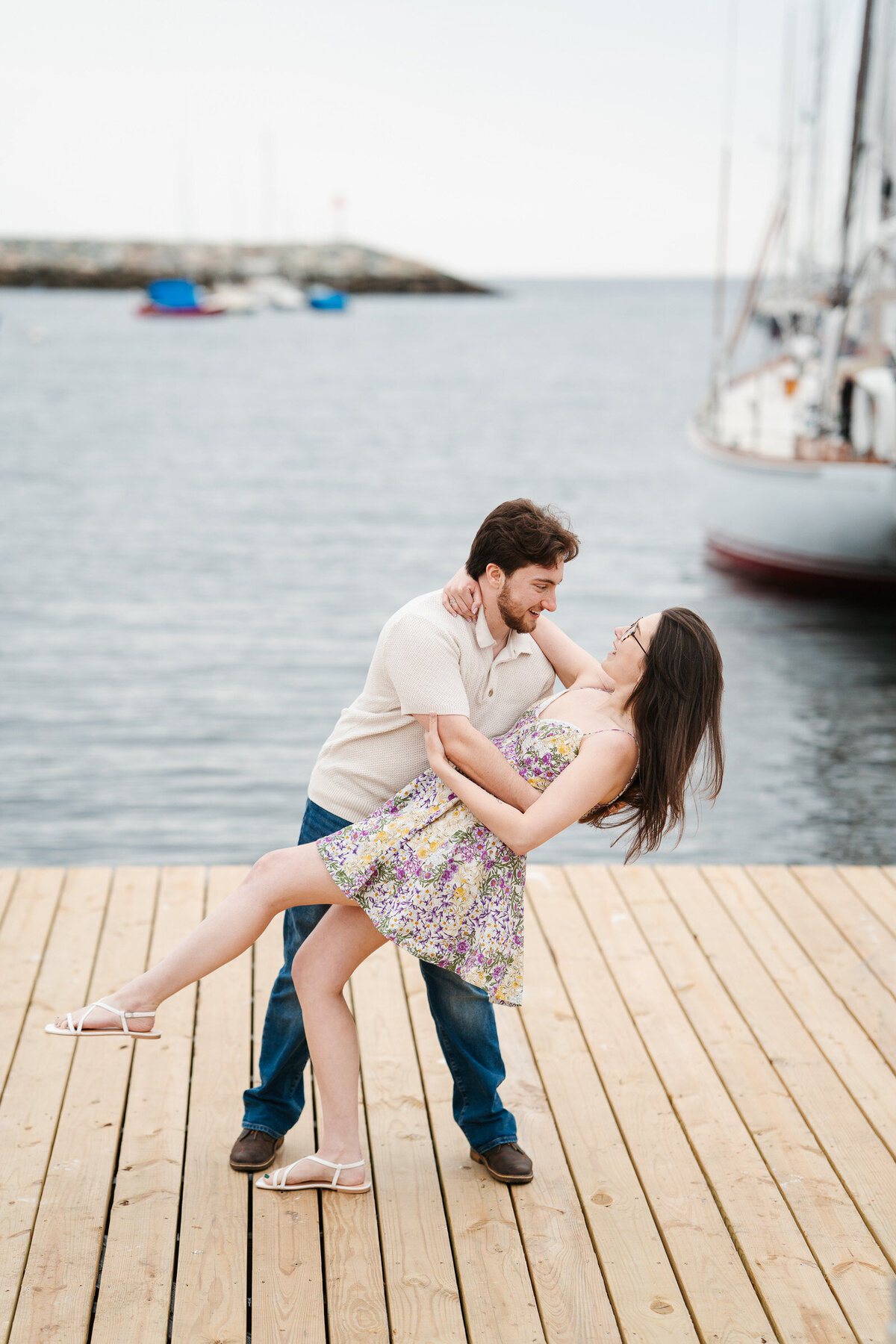 Rockport MA engagement photographer capturing scenic waterfront portraits