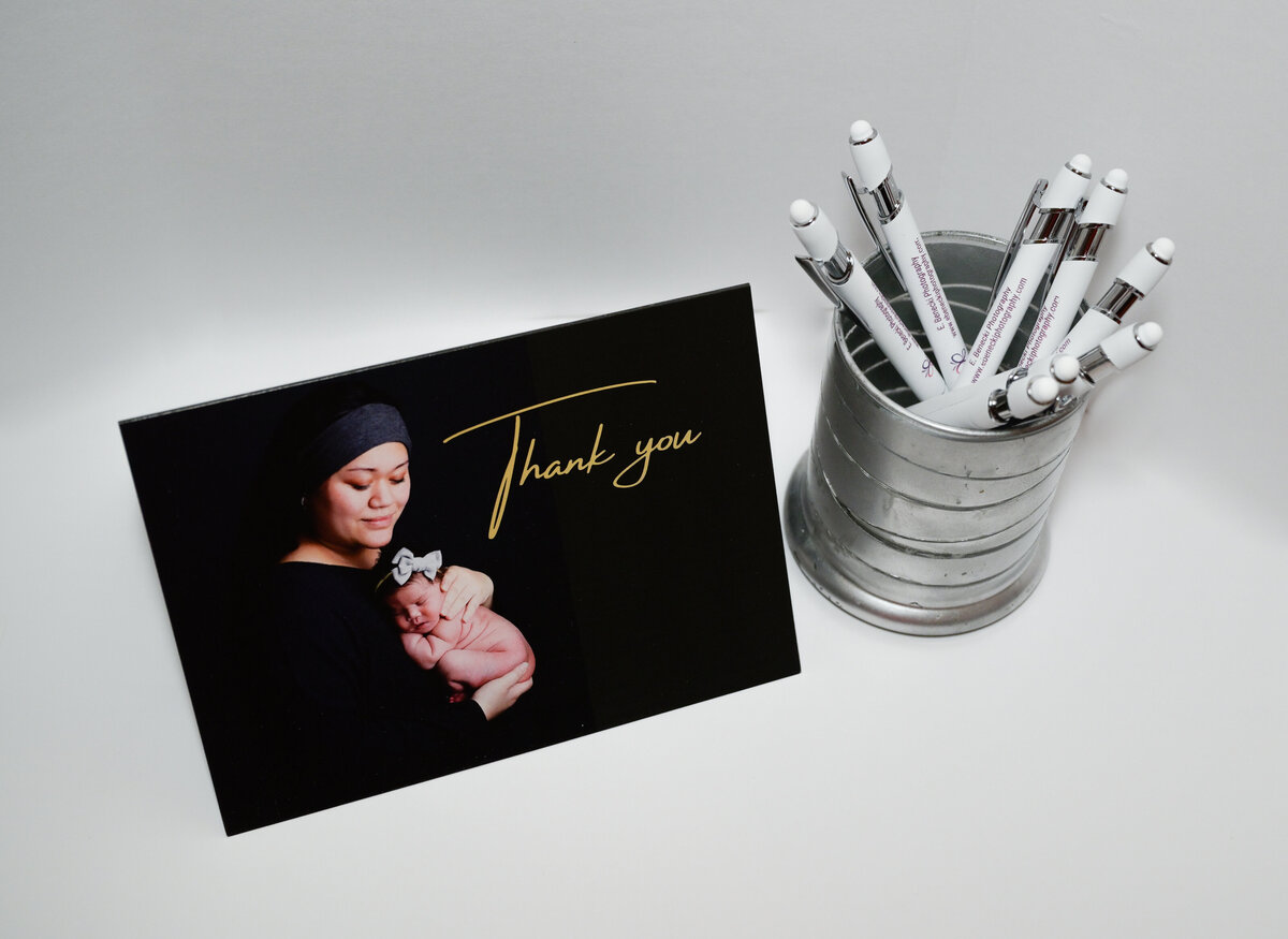 Thank you card and ink pens