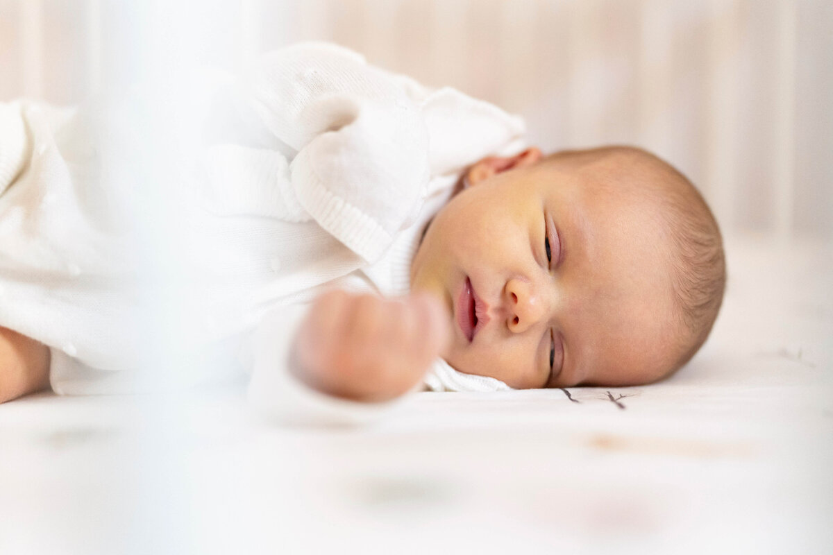 Sleeping baby facing camera