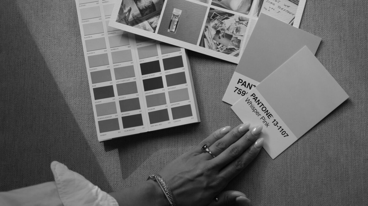 Hand moving around Pantone swatches