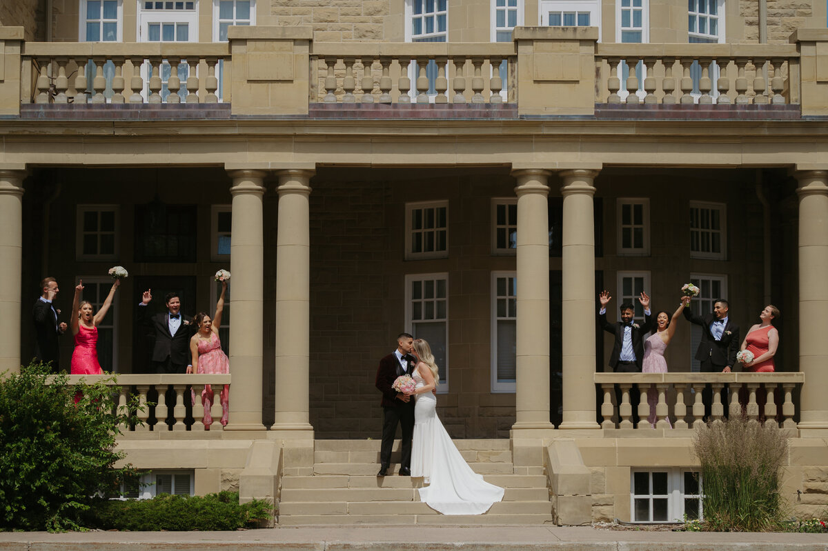 bridal party portraits at the government house in Edmonton 