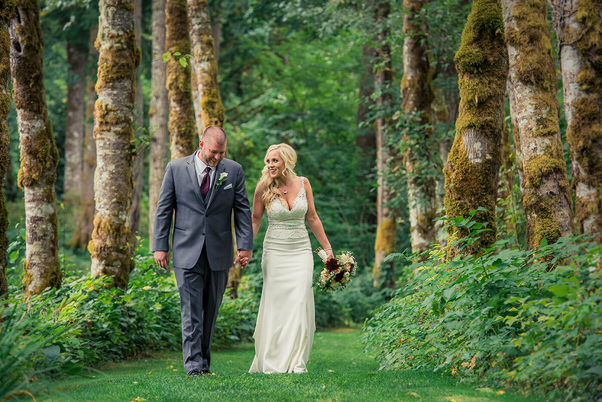 groom and bride walking