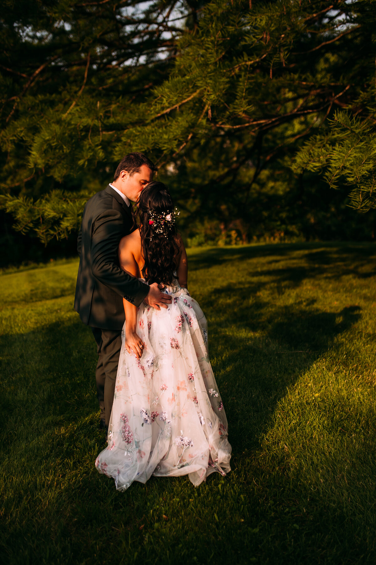 bride groom floral dress 
