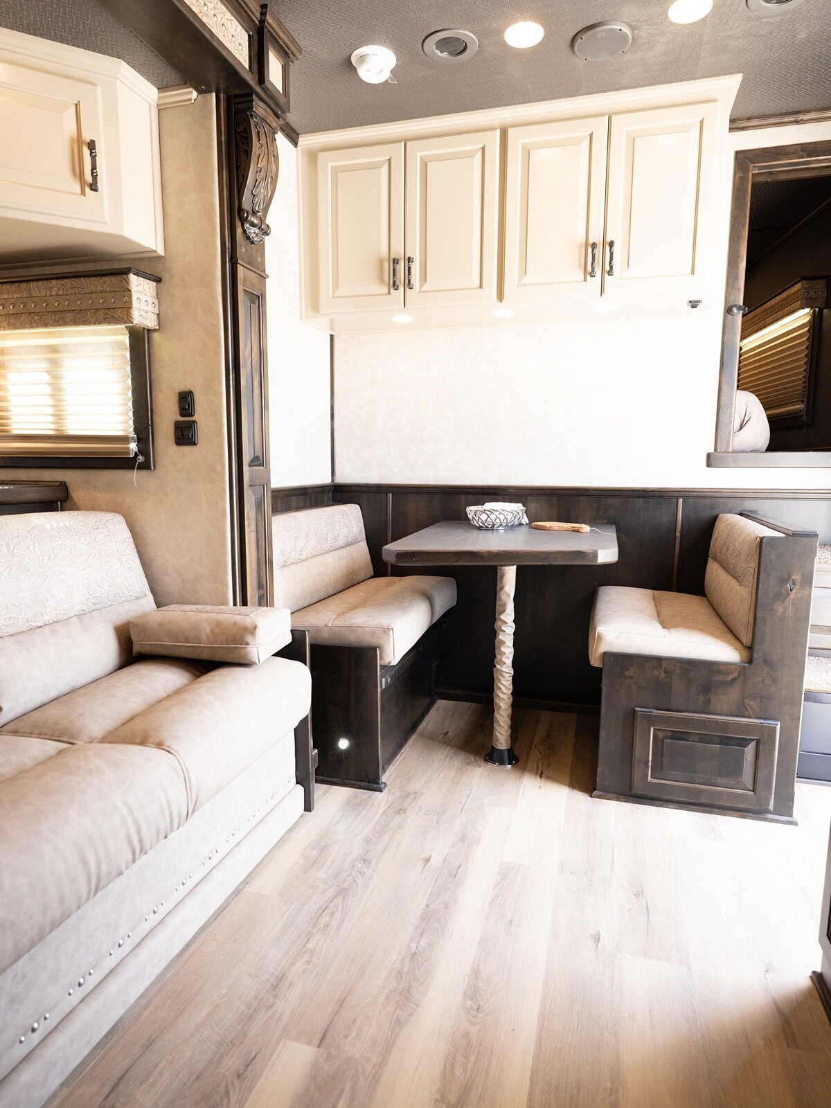 luxury horse trailer dining area