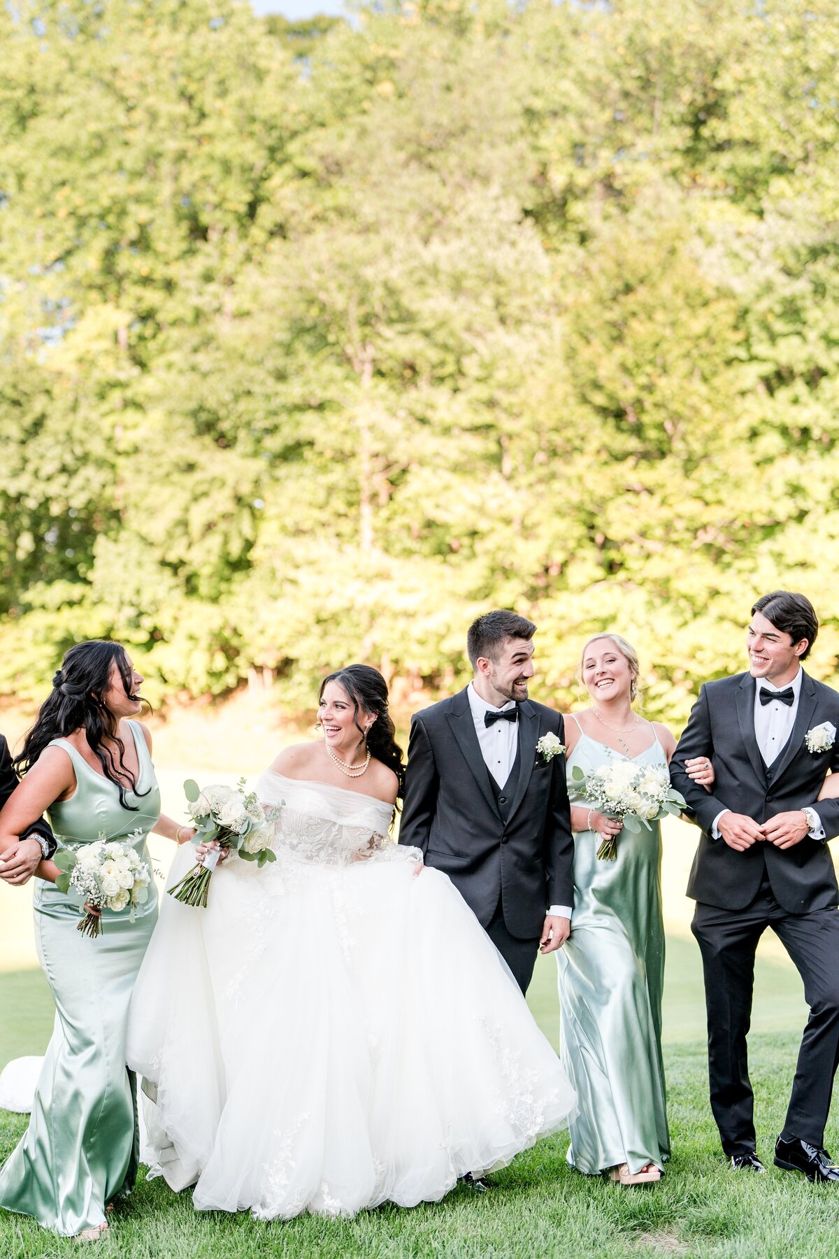 wedding party on golf course